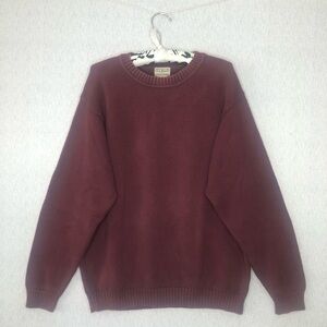 Vintage LL Bean Men's L Reg Sweater Crewneck Heavy Knit Red Burgundy Hong Kong